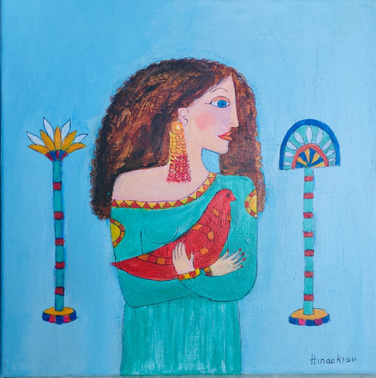 WOMAN WITH RED DOVE
